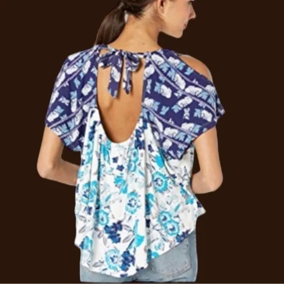FREE People flow cold shoulder blouse