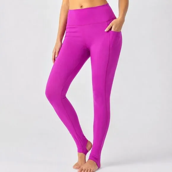 Free People Movement Pink Stirrup Leggings High Rise Pocket Yoga Pants