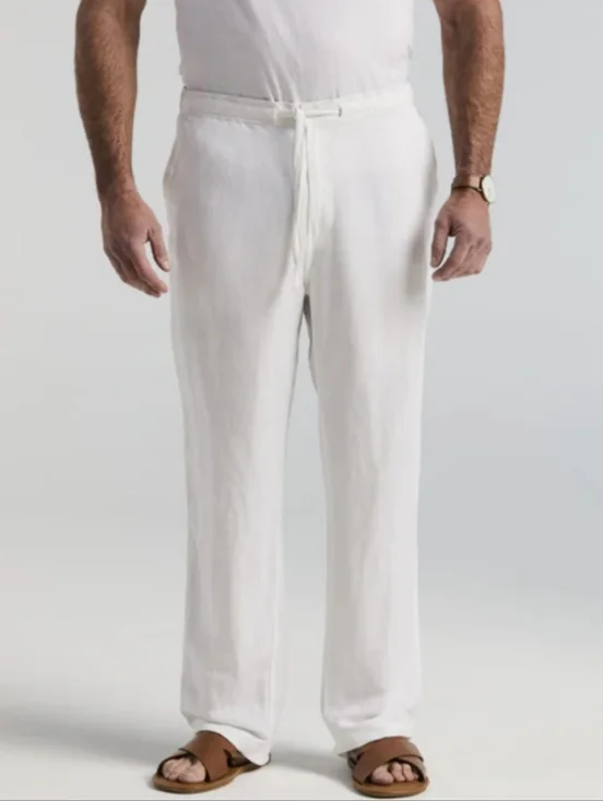 Cubavera Linen Pants Drawstring White Size Medium