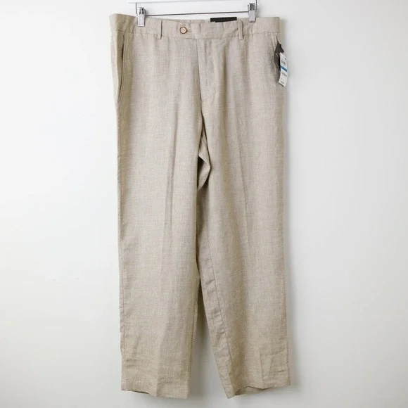 Tasso Elba 100% Linen Pants Mens 36x30 Linen Beach Summer Casual Trousers NWT