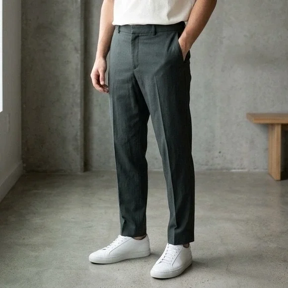 COS Mens Pants 36R Dark Green Lyocell Cotton Blend Minimalist Quiet Luxury