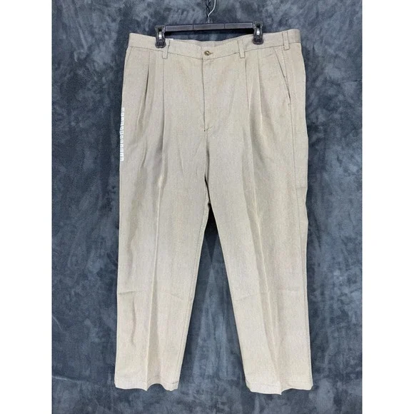 Haggar Black Label BL2K‎ Khakis Mens 40x32 Toffee Pleated Classic Fit Pants NEW
