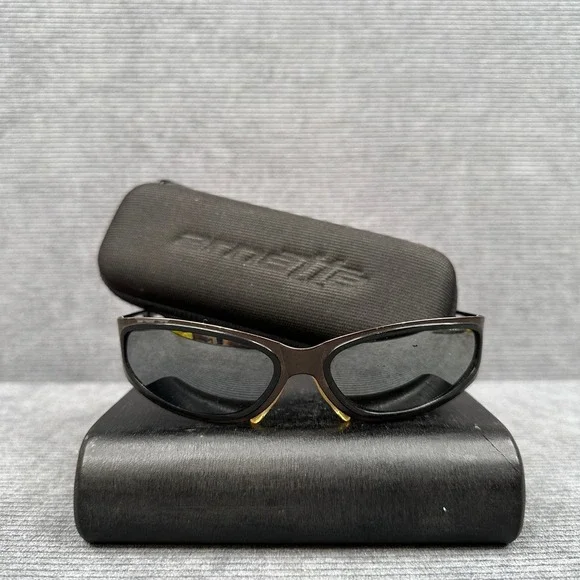Arnette Vintage Y2K Sunglasses Gunmetal Metal Wrap Frame Made in Italy with Case