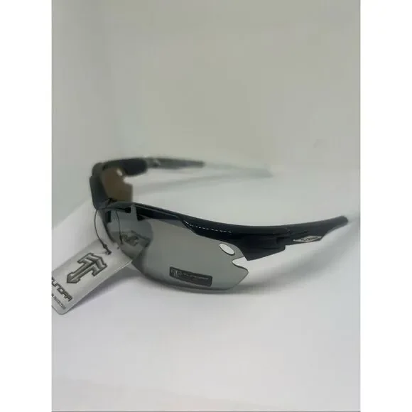 Sport Wrap Semi Rimless Sunglasses Mirrored UV400 Protection Lightweight