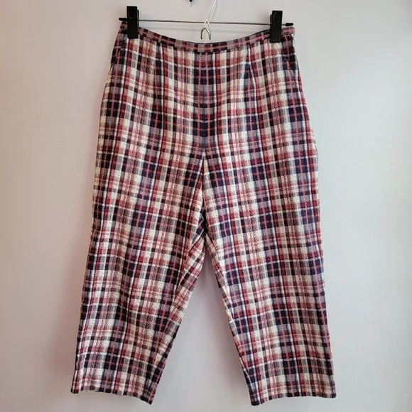 Vintage Talbots Seersucker Cropped Pants Size 8 Petite