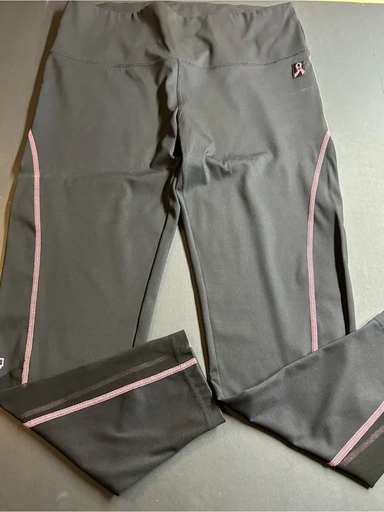 Harley Davidson Women's Black Leggings with Pink Contrast Piping-Support Cancer