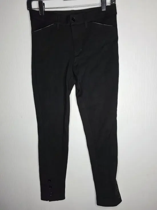 Ralph Lauren Size S Black Slim Fit Trousers With Leather-Look Trim