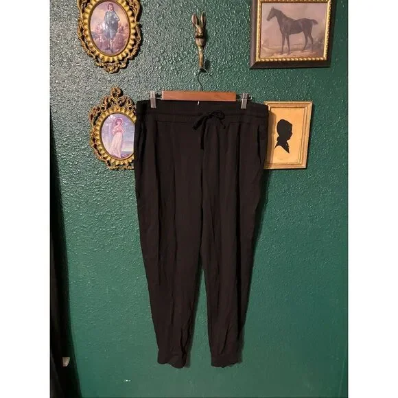 Boden Black Cotton and Modal Jogger Sweatpants Sz 12
