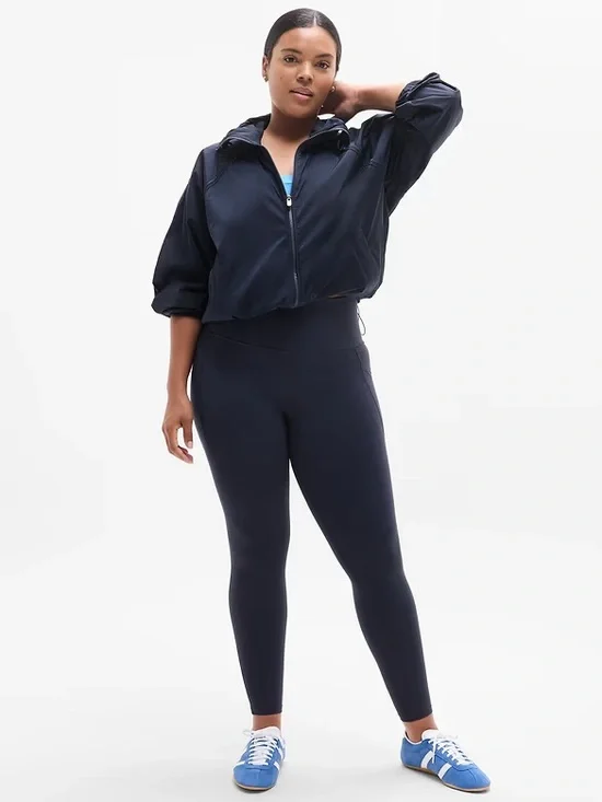 Athleta Salutation Stash II High Rise Legging Navy Blue pocket