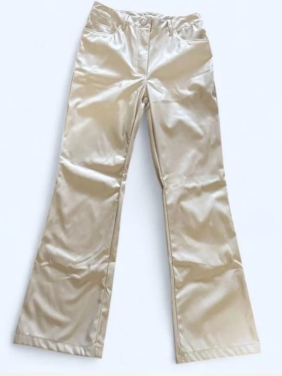 Crescent Beige Faux Leather Pants NWOT Y2K 90s Minimalist