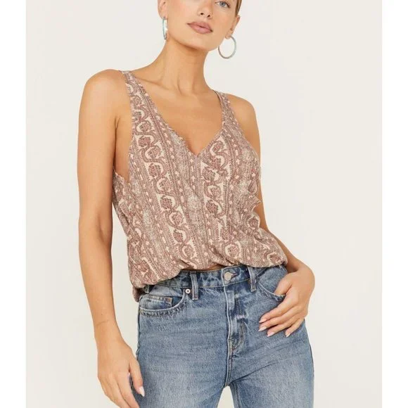 Free People Your Twised Tank Top We The Free Printed New S