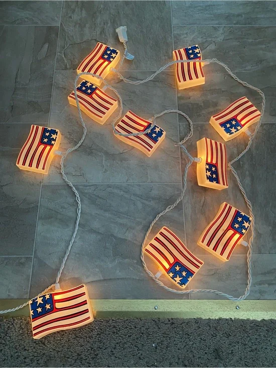 American Flag String Lights - Patriotic Decor