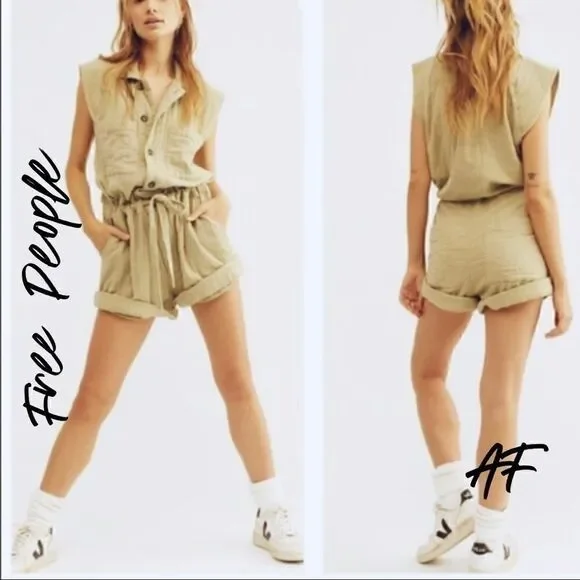 Free People Romper Sage Green