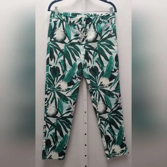 ANNA CLOVER x H&M Tropical Botanical Print Pants Sz 10