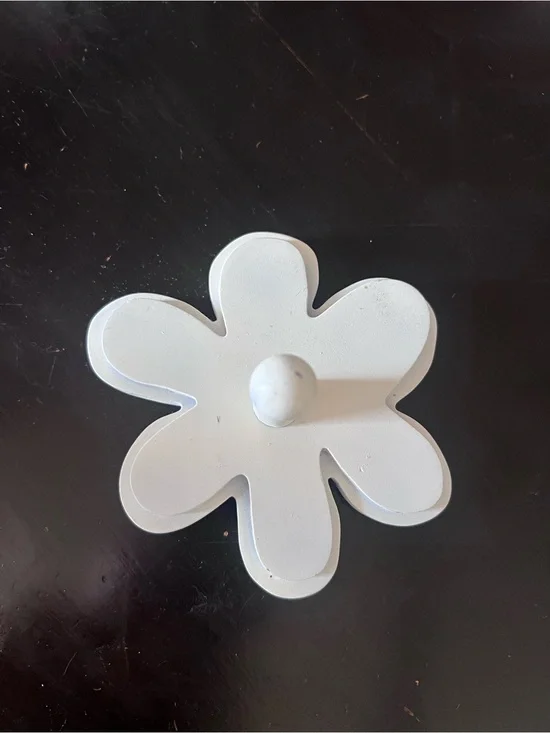 White Flower Wall Hook - wood