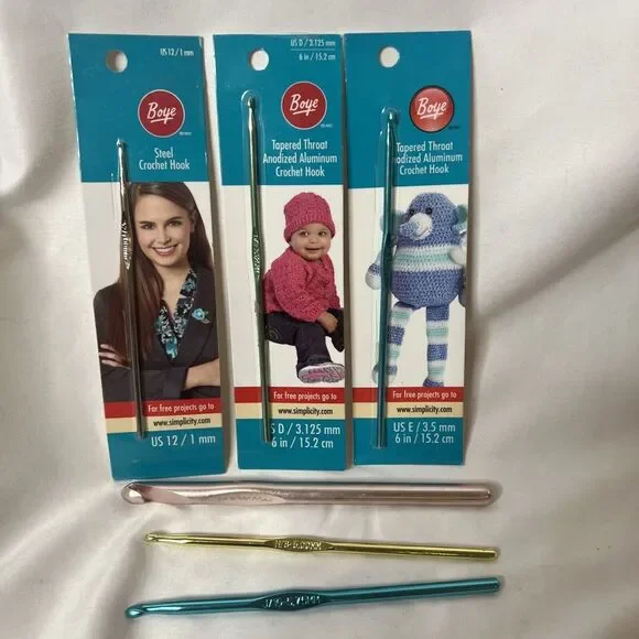 Boye & Susan Bates Crochet‎ Hooks Lot Of 6 Various Sizes