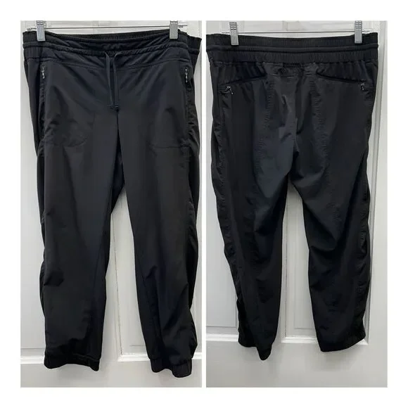 Athleta black jogger capris women's 8 with elastic waist & adjustable‎ strings