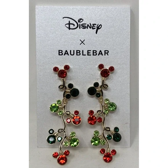 BAUBLEBAR X DISNEY Red & Green Mickey Christmas String Lights Dangle Earrings‎