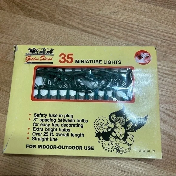 Vintage Tulip Orange Clear Miniature Christmas Lights NEW 35 Indoor Outdoor