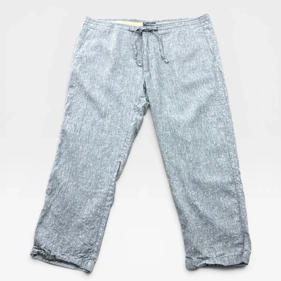 Jos. A. Bank Linen Blend Trousers Mens 40x28 Blue Tailored Fit Drawstring Waist