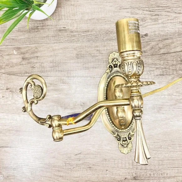 Brass Victorian‎ Wall Light: Gold Swing Arm Lighting