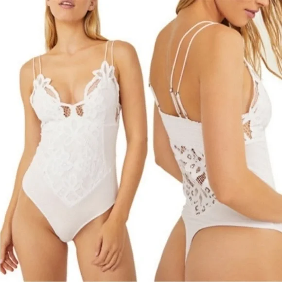 Free People Adella Bodysuit in White