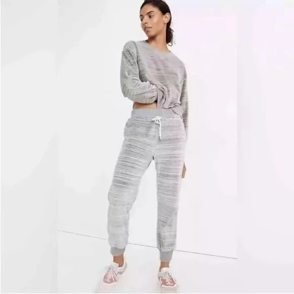 Madewell Velour Space Dyed Gray Slim Jogger 2 Piece Lounge/Travel Set!
