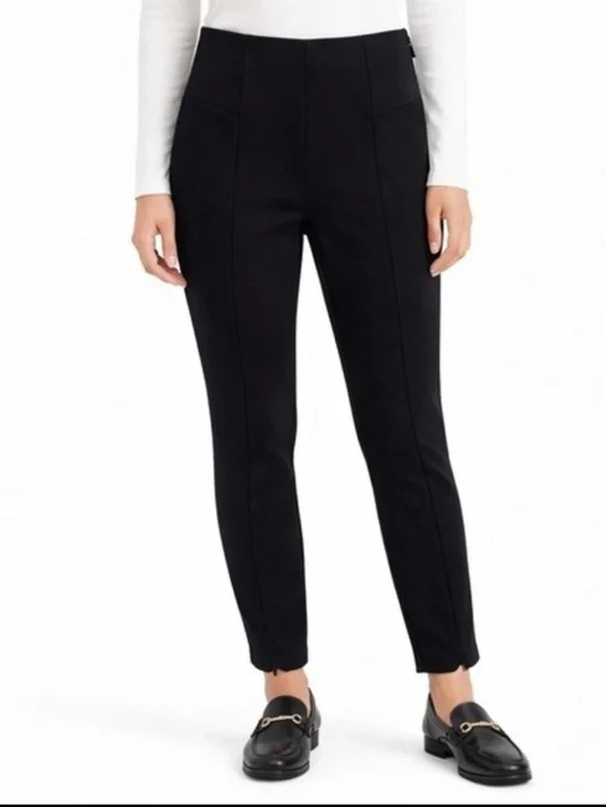 Good American Black Pintuck Skinny Pants with Ankle Zips