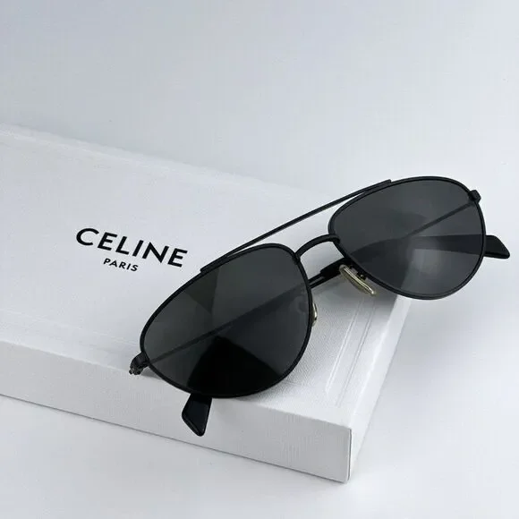 NEW Celine CL40077U 02A Matte Black Smoke Pilot Unisex Sunglasses CL 40077u