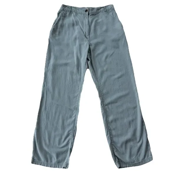 H&M Mens Medium Green Linen Blend Chino Pants Lightweight Casual Coastal Preppy