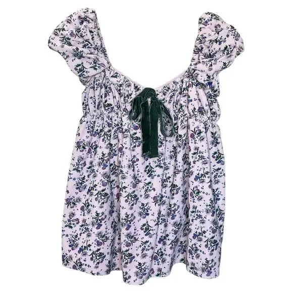 Free People Gaia Printed Tunic Floral Corduroy XS