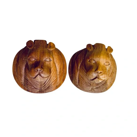 Handcrafted Wooden Lion Wall Decor From Kenya Set of 2