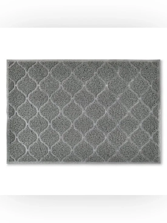 Extra Large Non-Slip Cat Litter Mat Gray Webbed Pattern for Effortless Cleaning