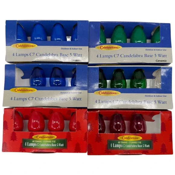 Celebrations C7 Christmas Light Bulbs 5W Candelabra Base Multi Color 21ct Unused