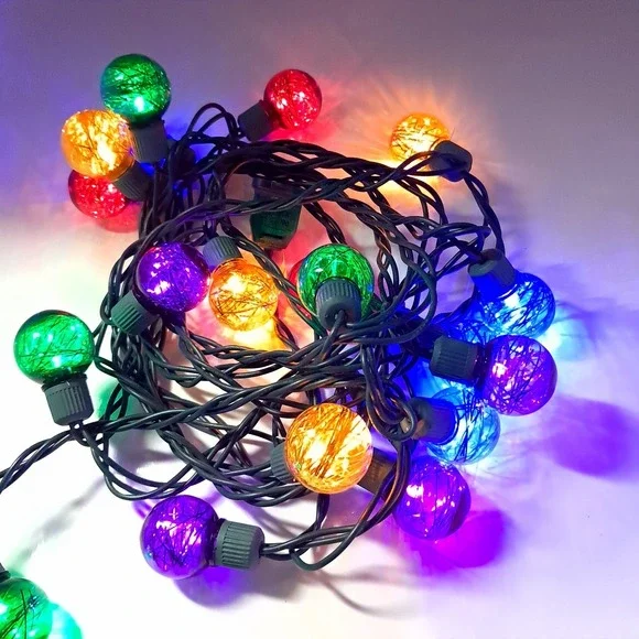 Tinsel Globe LED 25 String Light Set Multicolor Christmas round Brillarlights