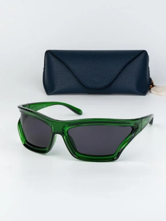 Loewe x PAULA'S IBIZA Men Sunglasses Green Smoke Wraparound LW40143U 98A