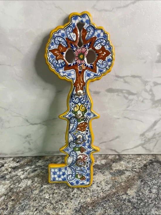 Talavera Ceramic Key Holder Hook – Hand-Made Mexican Wall Decor