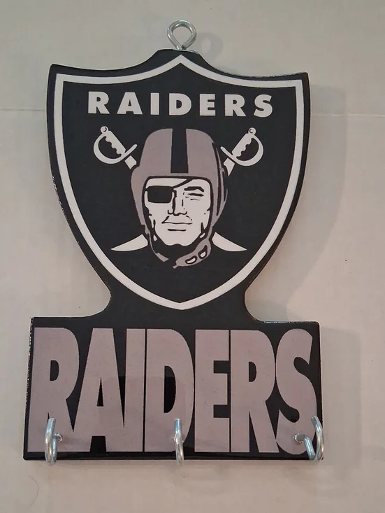 Handmade Raiders Wall Hook Rack Key Holder Sign