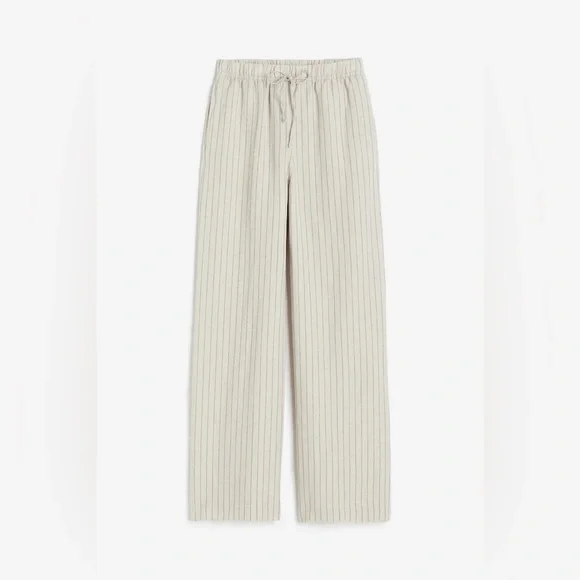 SHEIN Beige Striped Wide leg high waisted Trousers Size 6