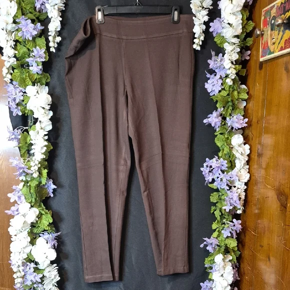TanJay Dark Brown Ponte Leggings - Slim Fit