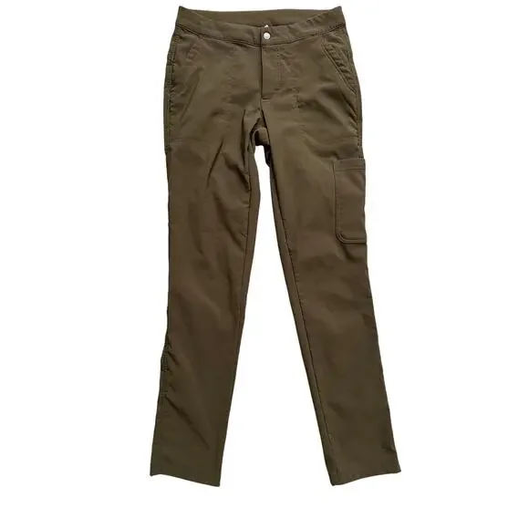 Columbia fleece lined softshell pants forest green hiking outdoor straight leg 6