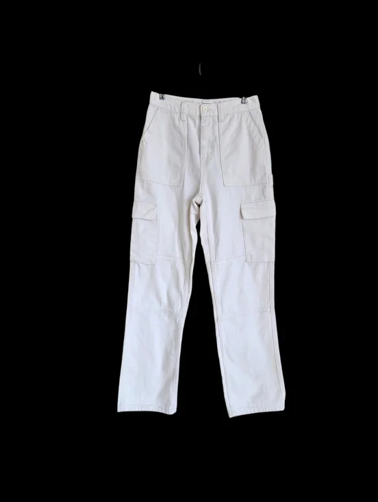 Pacsun Cargo Skate Pants 28 High Waist Off White Rigid Denim Fabric Utility Loop