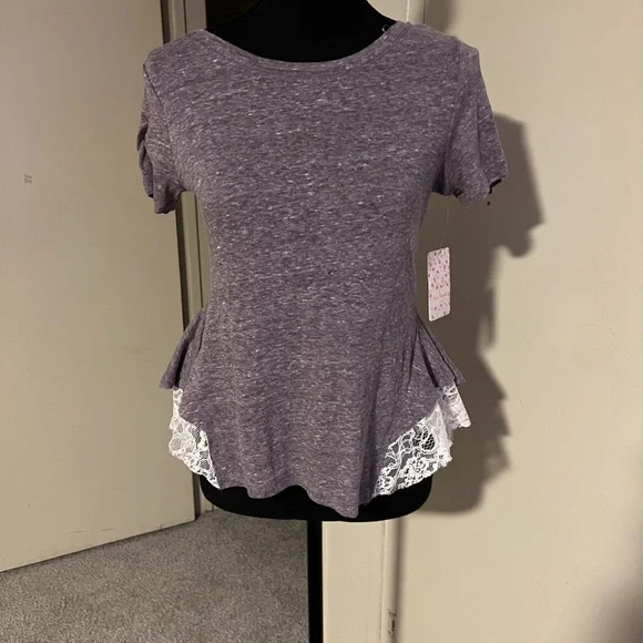 Free People Purple Tulip Lace Tee S/P