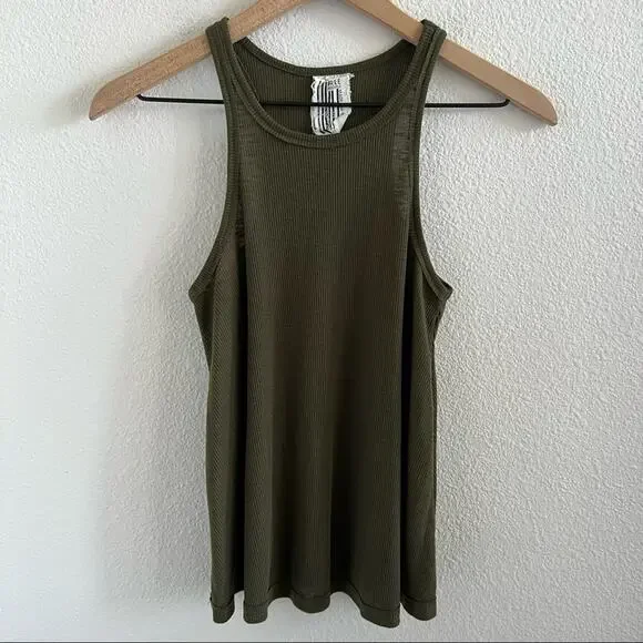 Free People We the Free High Neck Muscle Ribbed Tank XS