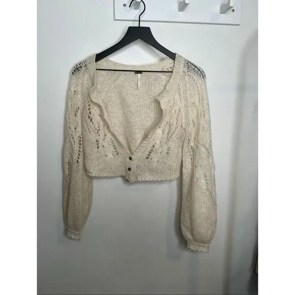 Free People Pointelle Cropped Cardigan