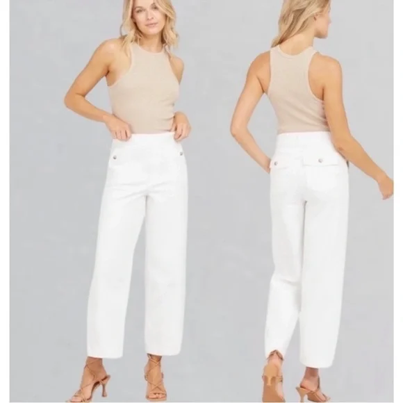 SPANX White Stretch Slimming Casual Twill Cropped Wide Leg Pant Size X-Large NWT