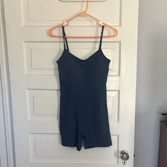 Qinsen Blue Spaghetti Strap Romper