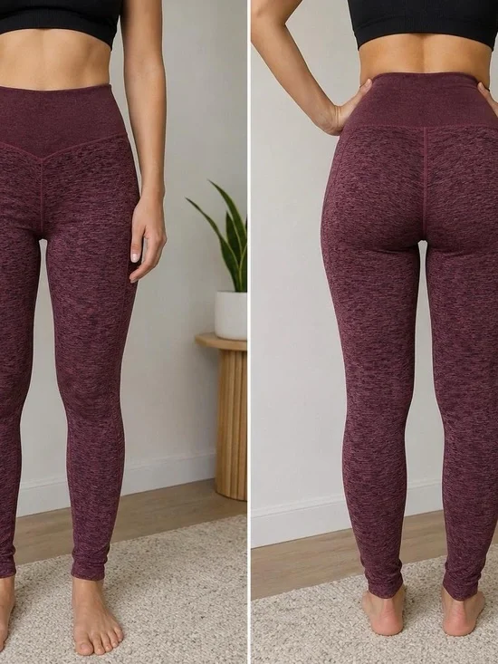 High-Waist CALIA Leggings - Burgundy Heather