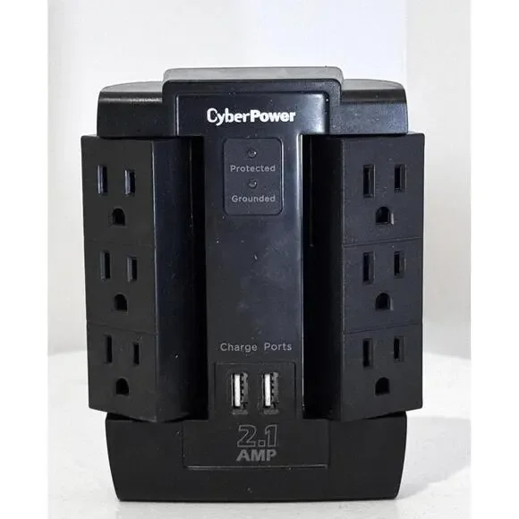 CyberPower Rotating Outlet Surge Protector With USB Ports