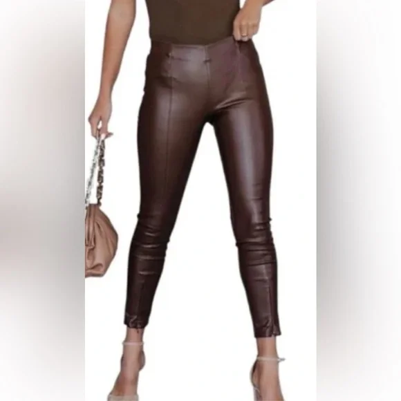Haute Monde Chocolate Skinny Leather Pants‎